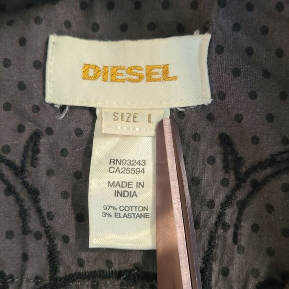 Vintage Diesel Mens Long Sleeve Shirt Gray Embroidered Sun Fade Grunge Lg - Picture 5 of 9